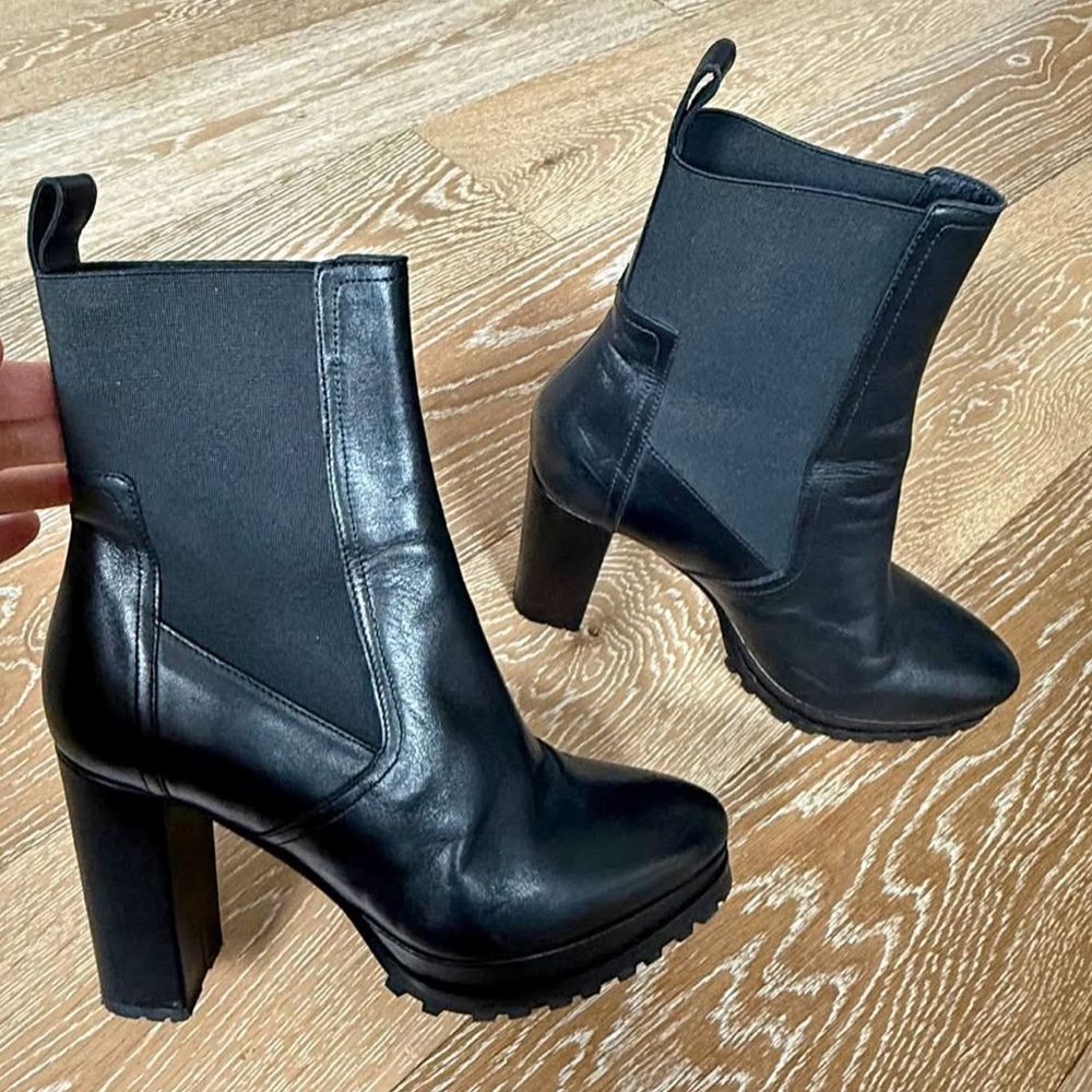 All Saints Black Leather Heeled Boots